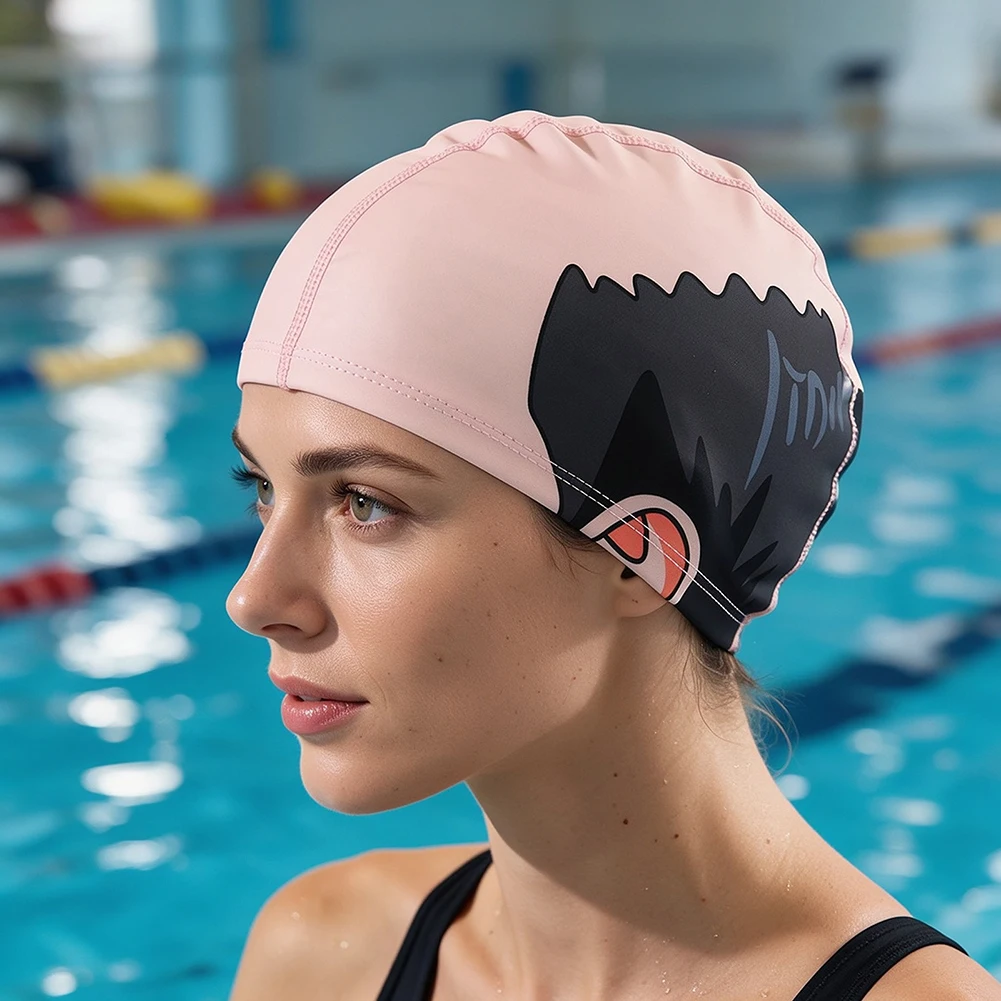 Funny Bald Head Swim Cap Humorous Novelty Waterproof Swimming Hat for Men Women Adult Prank Swim Hat Halloween Cosplay