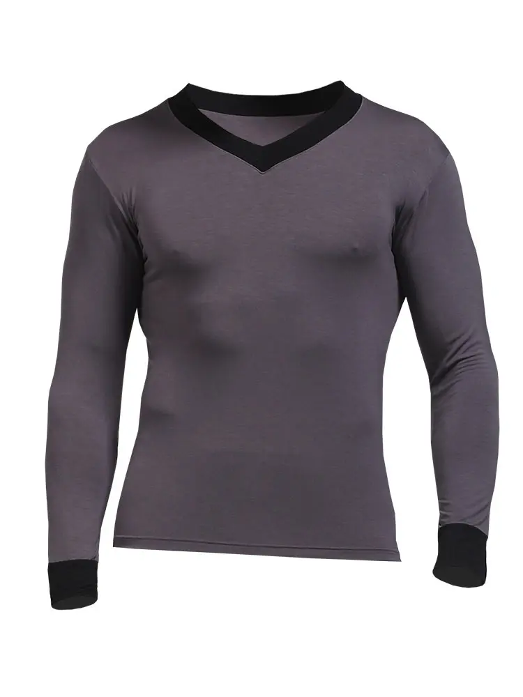 

Men's tight Modal V-neck slim-fit autumn thin single base coat warm long-sleeved top