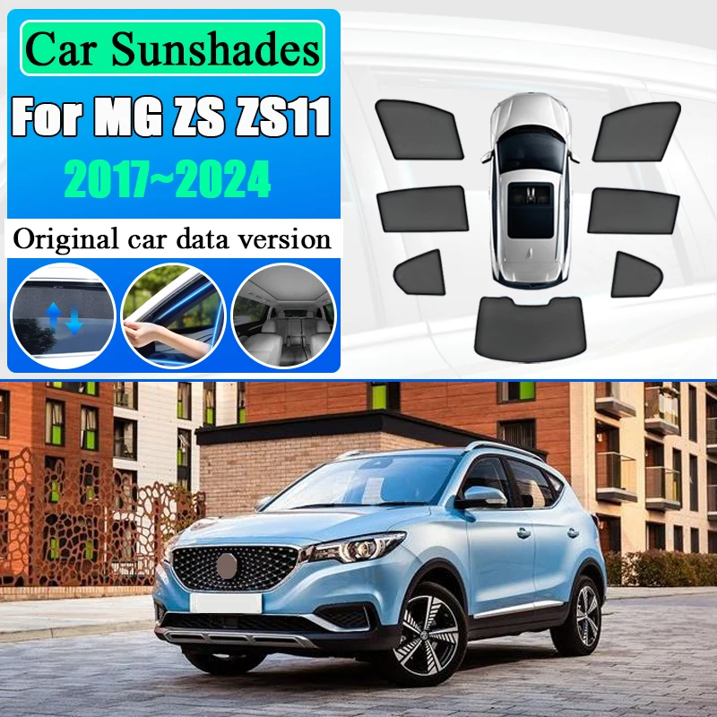 

For MG ZS ZS11 EV 2017 2018~2024 Anti-dirty Magnetic Sunshade Windshield Side Window Visor Tools Car Mesh Sun Shades Accessories