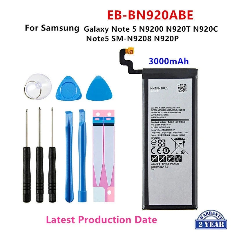 Brand New EB-BN920ABE 3000mAh Battery for Samsung Galaxy Note 5 SM-N920 N920F N920T/A N920G N9200 N920G/DS N9208 +Tools