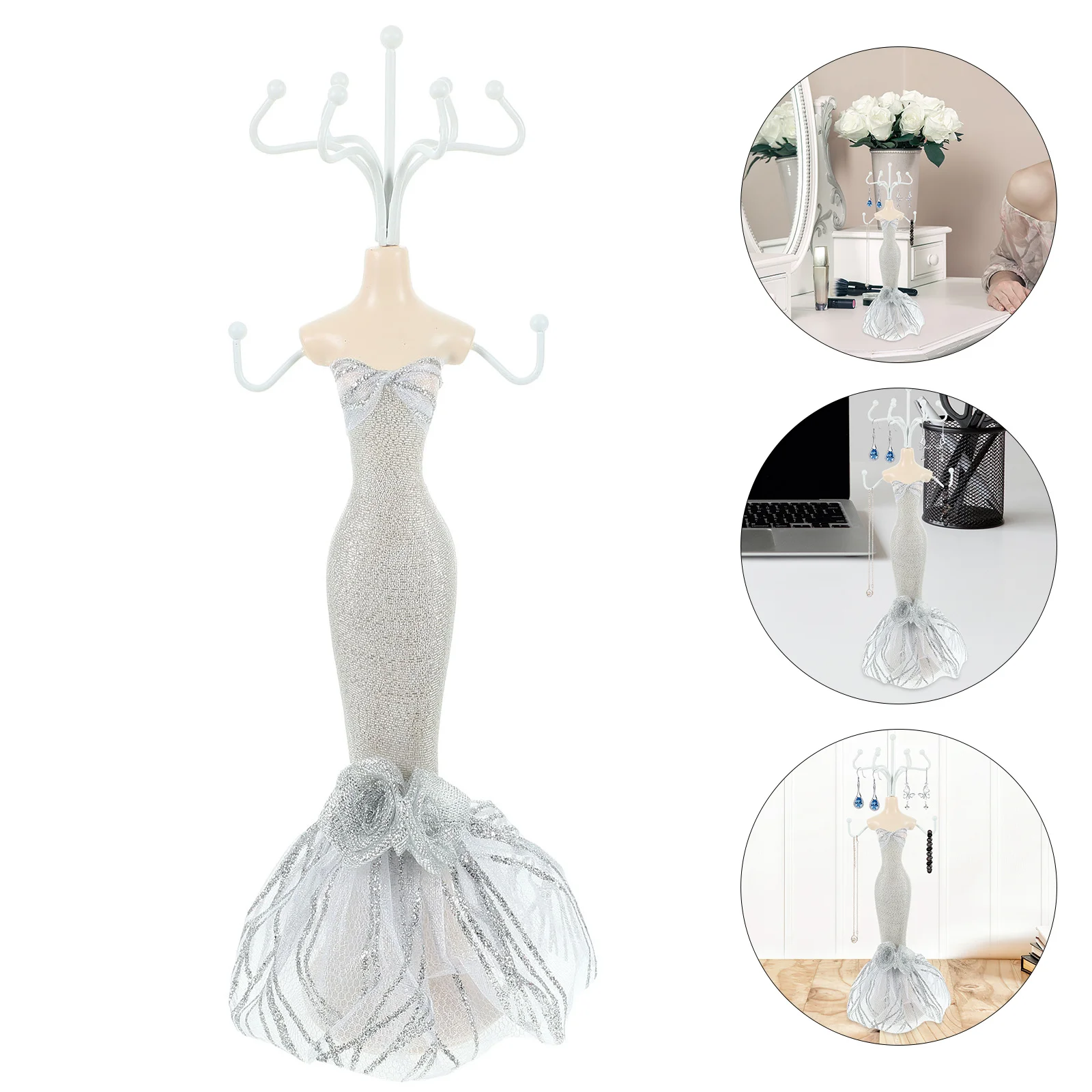 

Подставка для украшений в винтажном стиле с 8 ветвями-крючками для демонстрации серег, ожерелий, колец, браслетов, из смолы, в форме дерева-манекена