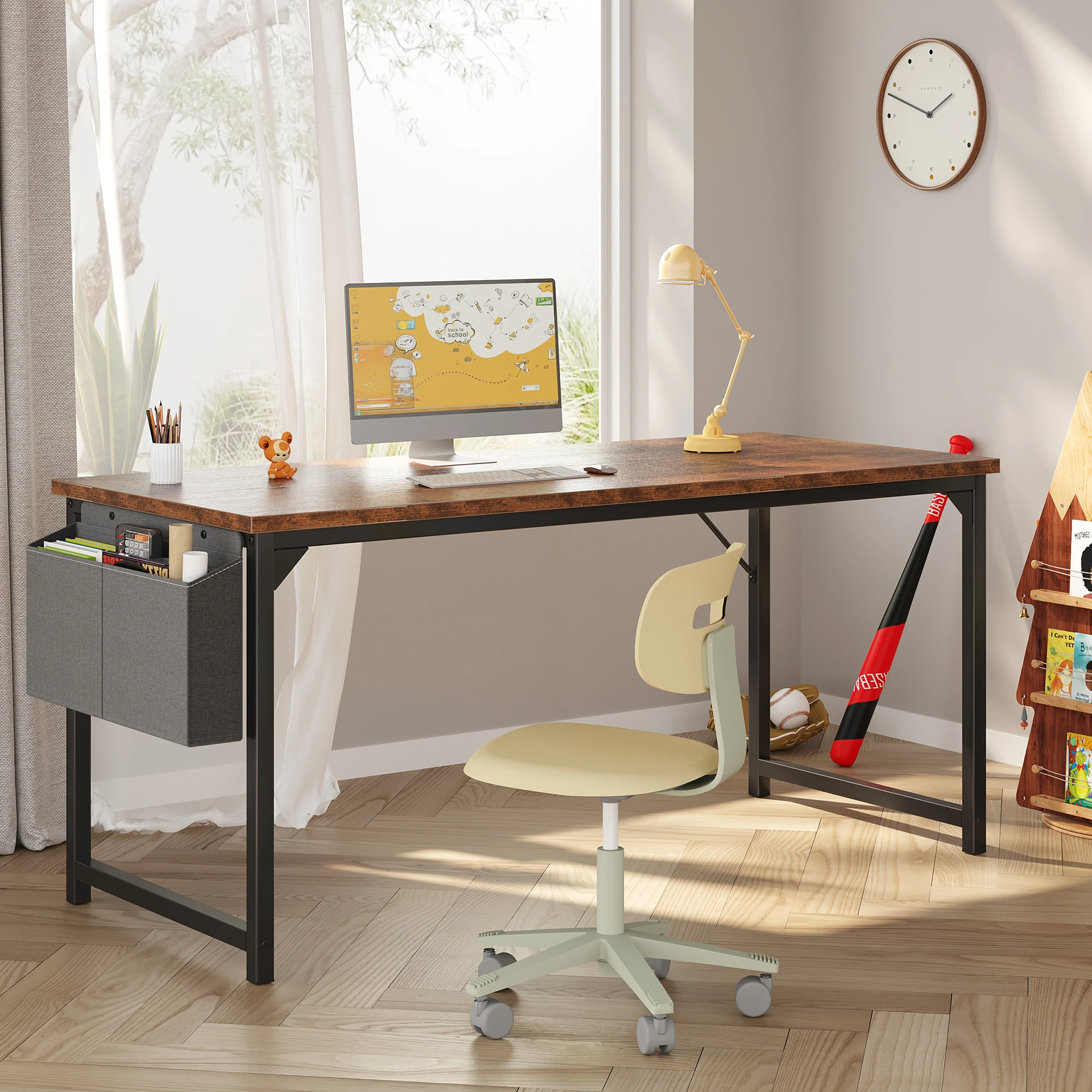 #¥forJHK 31IN to 55IN Computer Office Desk Writing Study Office Gaming Table with Storage Bag Metal