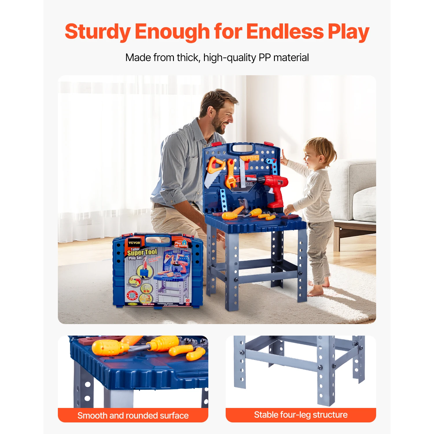 SucceBuy 56pcs Kids Work Bench Tool Set with Realistic Tools Pretend Play Construction Workbench Toys for Toddler Children Toys