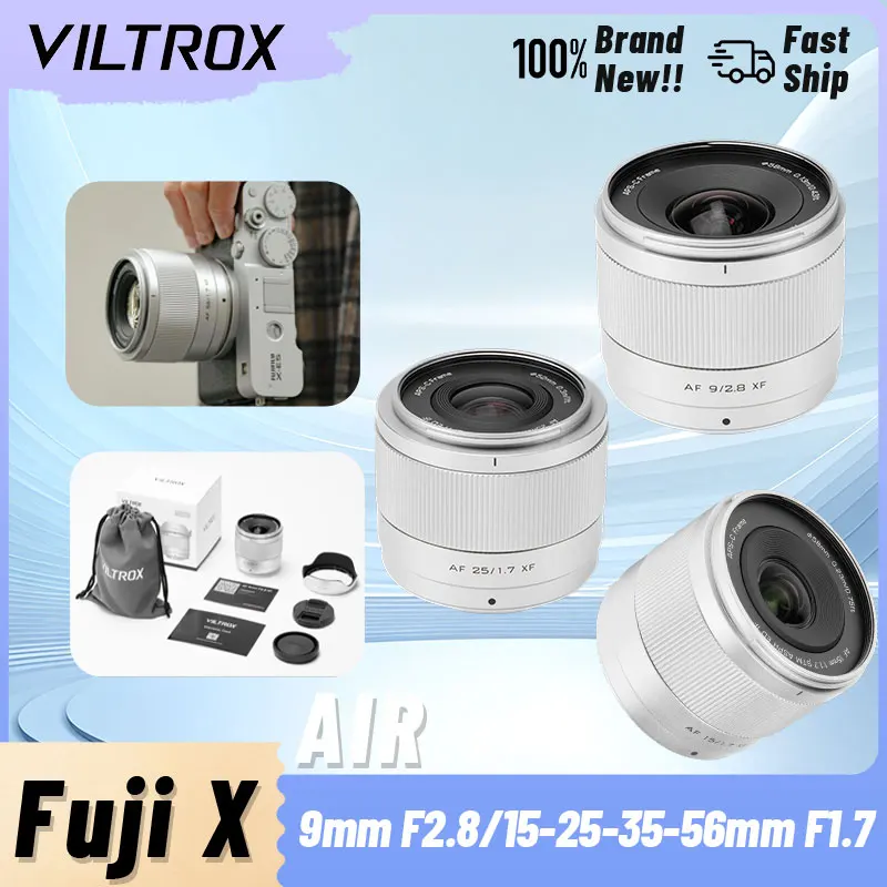 VILTROX Silber 9mm F2.8 15mm 25mm 35mm 56mm F1.7 AF Autofokus-Objektiv für Fuji X-Mount FX-Kamera XT50 XT5 XS10 XPRO XE5 XM5 XT30
