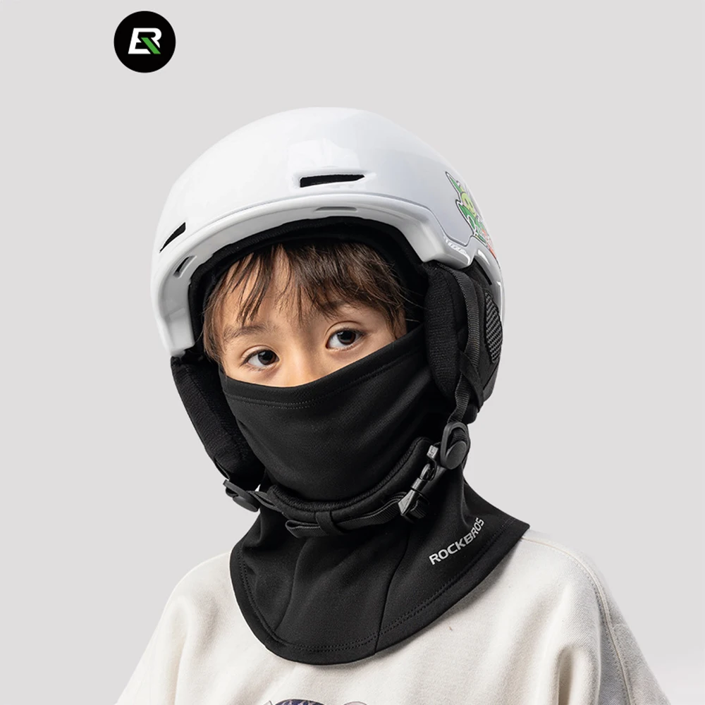ROCKBROS Child Fleece Hooded Face Warmer Cycling Balaclava Windproof Fleece Breathable Full Face Mask Kids Bicycle Scarves Hats view 3