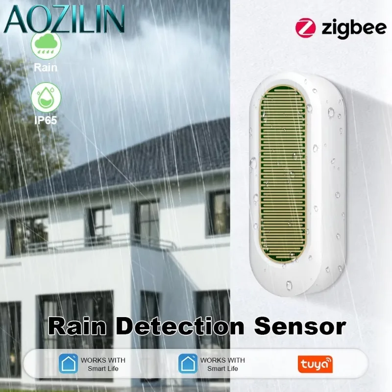AOZILIN Zigbee Rainfall Detection Sensor Outdoor Waterproof Rain Detector For Tuya Smart Home Assistant Automation System