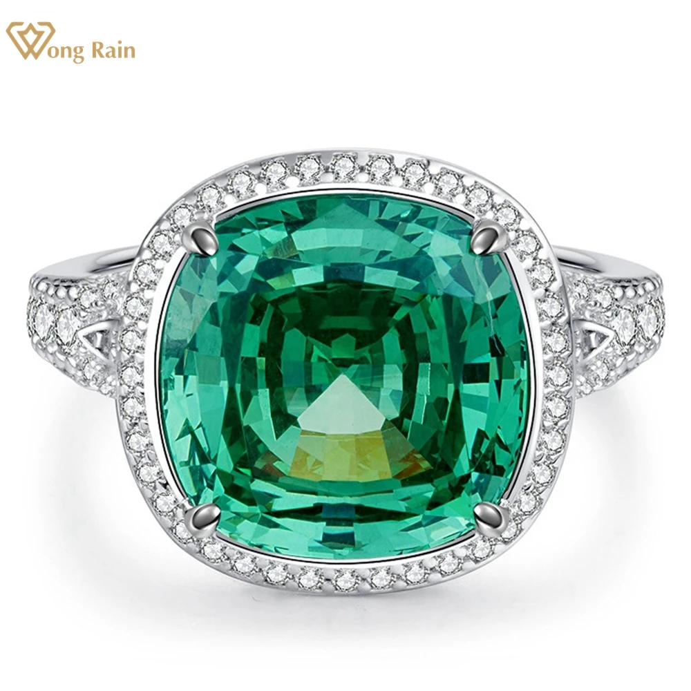 

Wong Rain 925 Sterling Silver Sugar-loaf Cut 10CT Paraiba Tourmaline Sapphire High Carbon Diamonds Gemstone Jewelry Women Ring