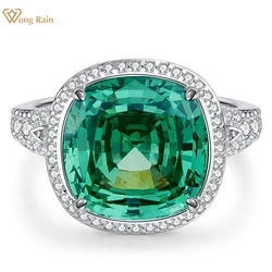 Wong Rain 925 Sterling Silver Sugar-pagnotta Cut 10CT Paraiba tormalina zaffiro diamanti ad alto tenore di carbonio gioielli con pietre preziose anello da donna