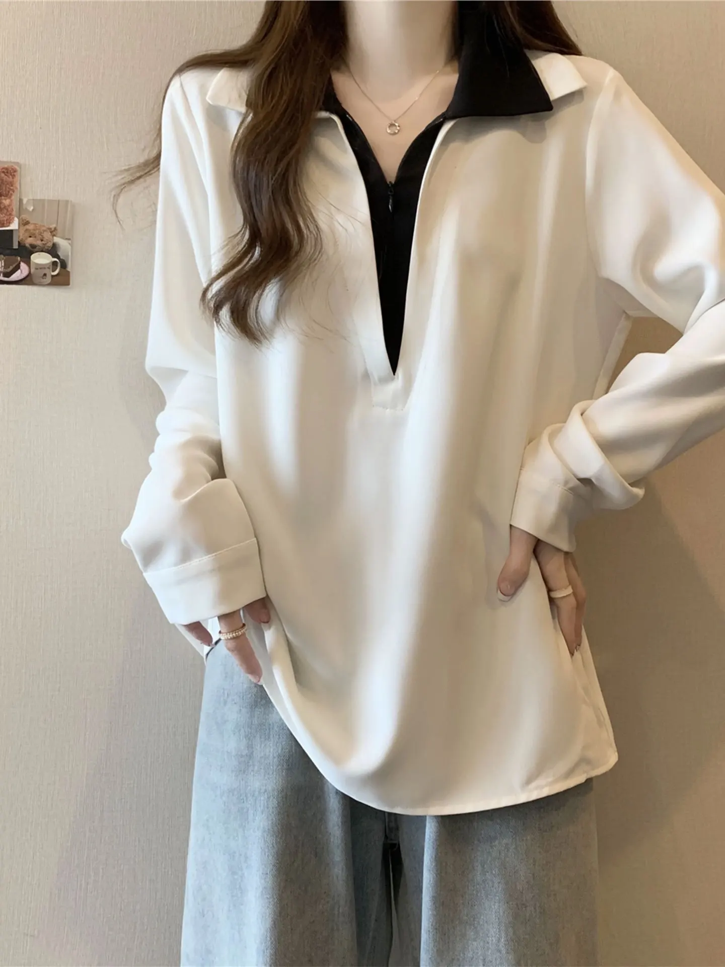 

Женская свободная повседневная футболка Ele Long Sve Ne T-irt, весенняя модная, больших размеров, скрывающая живот, уникальный топ