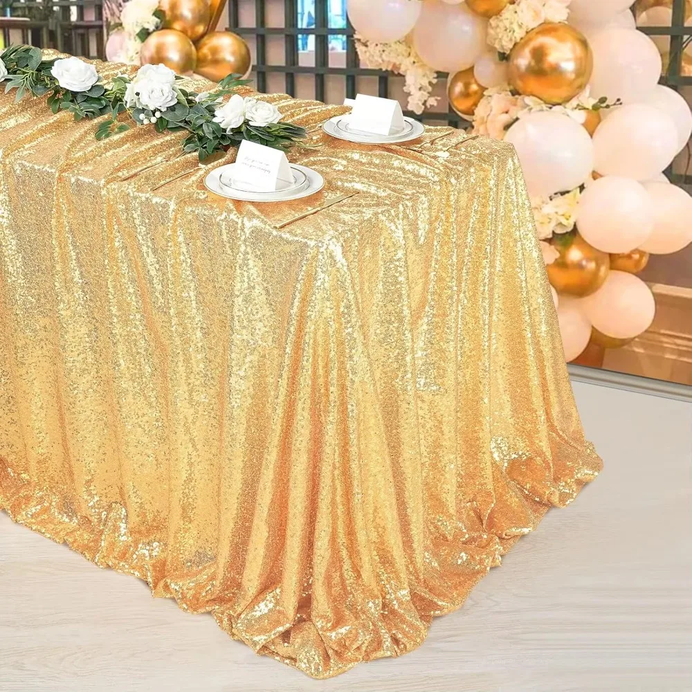 Creative Rectangular Party Sequin Tablecloth Solid Color Sparkling Table Linen Polyester Dinner Table Cover Hotel