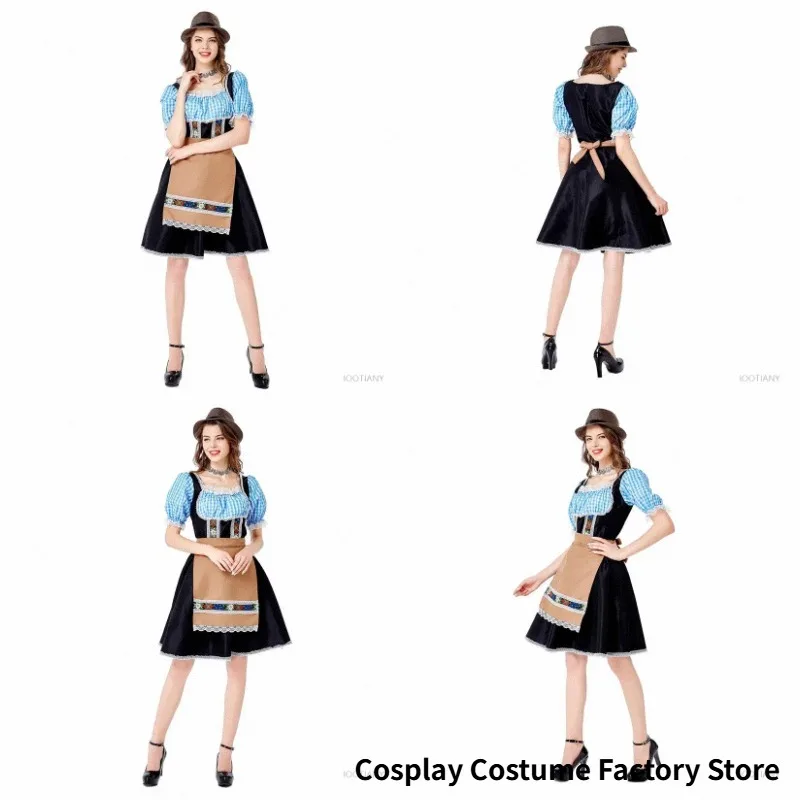 German Munich Oktoberfest Carnival Party Beer Girl French Maid Costume Bavarian Traditional Waitress Role Play Costume Dress Sui