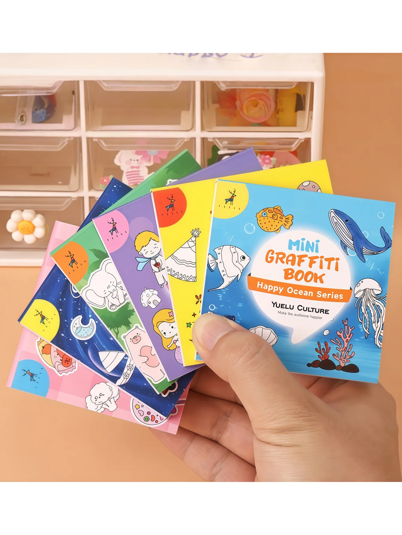 Cartoon Portable Mini Doodle Book, 50 Sheets Kids Coloring Pad, Watercolor Coloring Book, Toddler Enlightenment Drawing Book