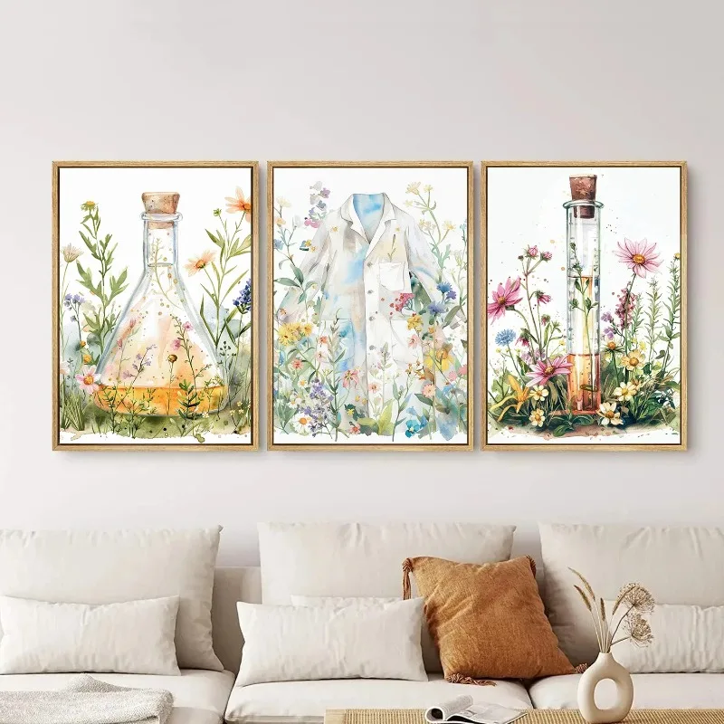 Retro Science Medical Machine Microscope Biology Botanical Poster Canvas Painting Wall Art Pictures Home Clinic Decor Gift