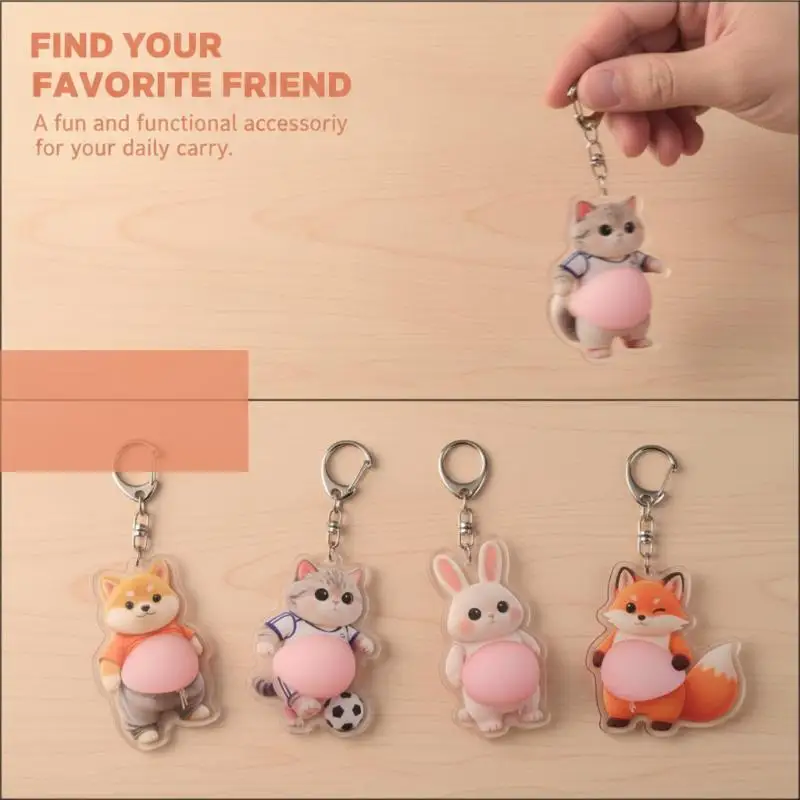 Cute Cat Dog Acrylic Keychain Soft Belly Clear Print Great For Bag Decoration Pet Lover Gift