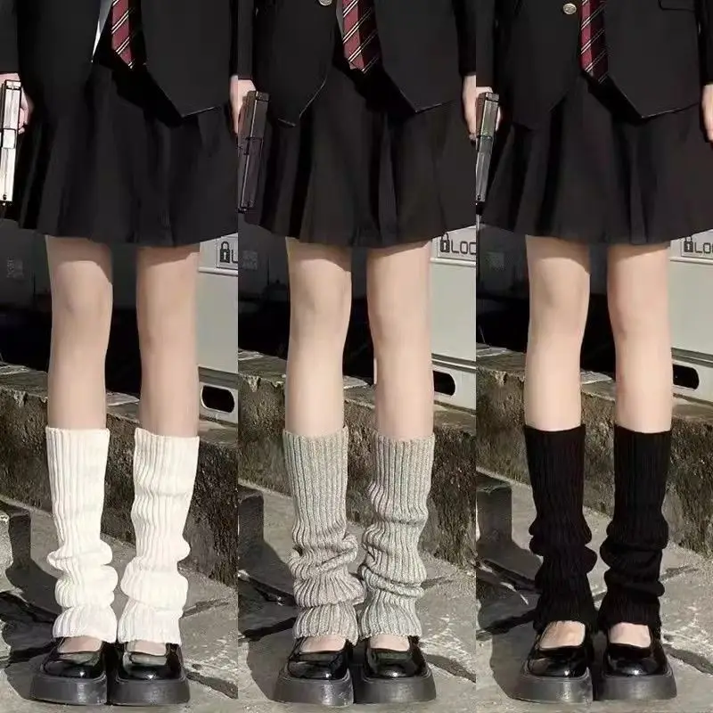 Y2K المرأة تدفئة الساق اليابانية لوليتا الجوارب الطويلة محبوك غطاء للقدم الذراع أدفأ الخريف الشتاء الكروشيه كومة جورب التمهيد الأصفاد