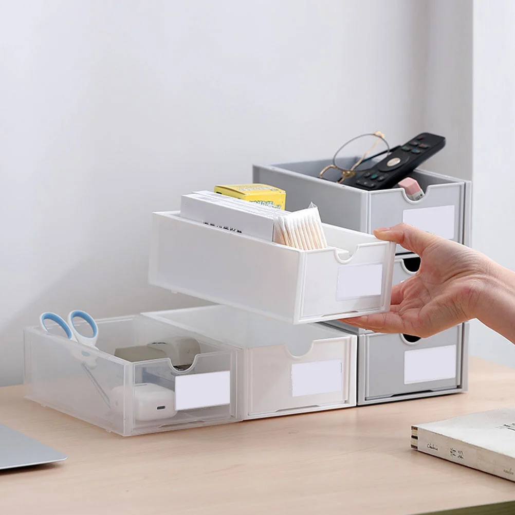 

2 Pcs Storage Drawer Box Container with Drawers Stackable Boxes Japanese-style Grey