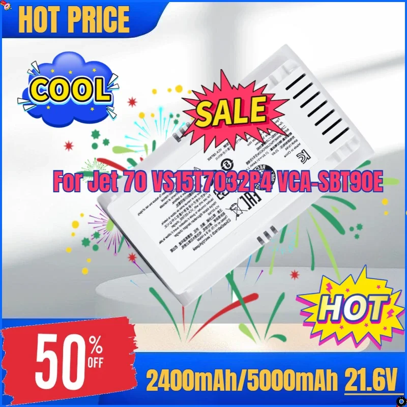 SWZY Replacement Battery 2400mAh/5000mAh 21.6V for Samsung Jet 70 VCA-SBT90E VS15T7032P4 Vacuum Cleaner Battery High Quality Bat