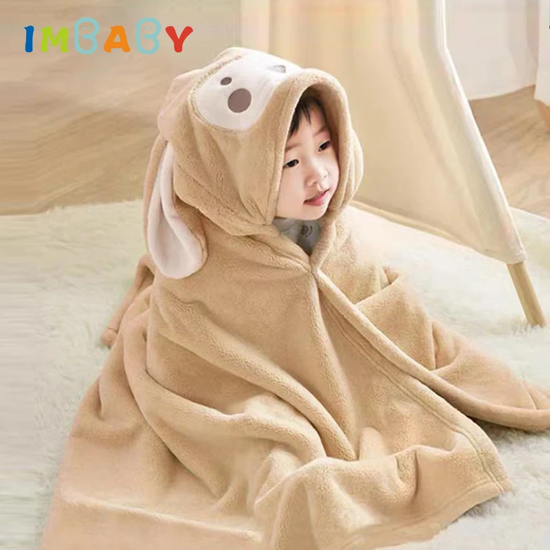 Children's Bath Towel Coral Fleece Baby Quick Drying Hooded Cloak Bathrobe Water Absorbing Non Shedding Hair Cartoon Hat Thicken