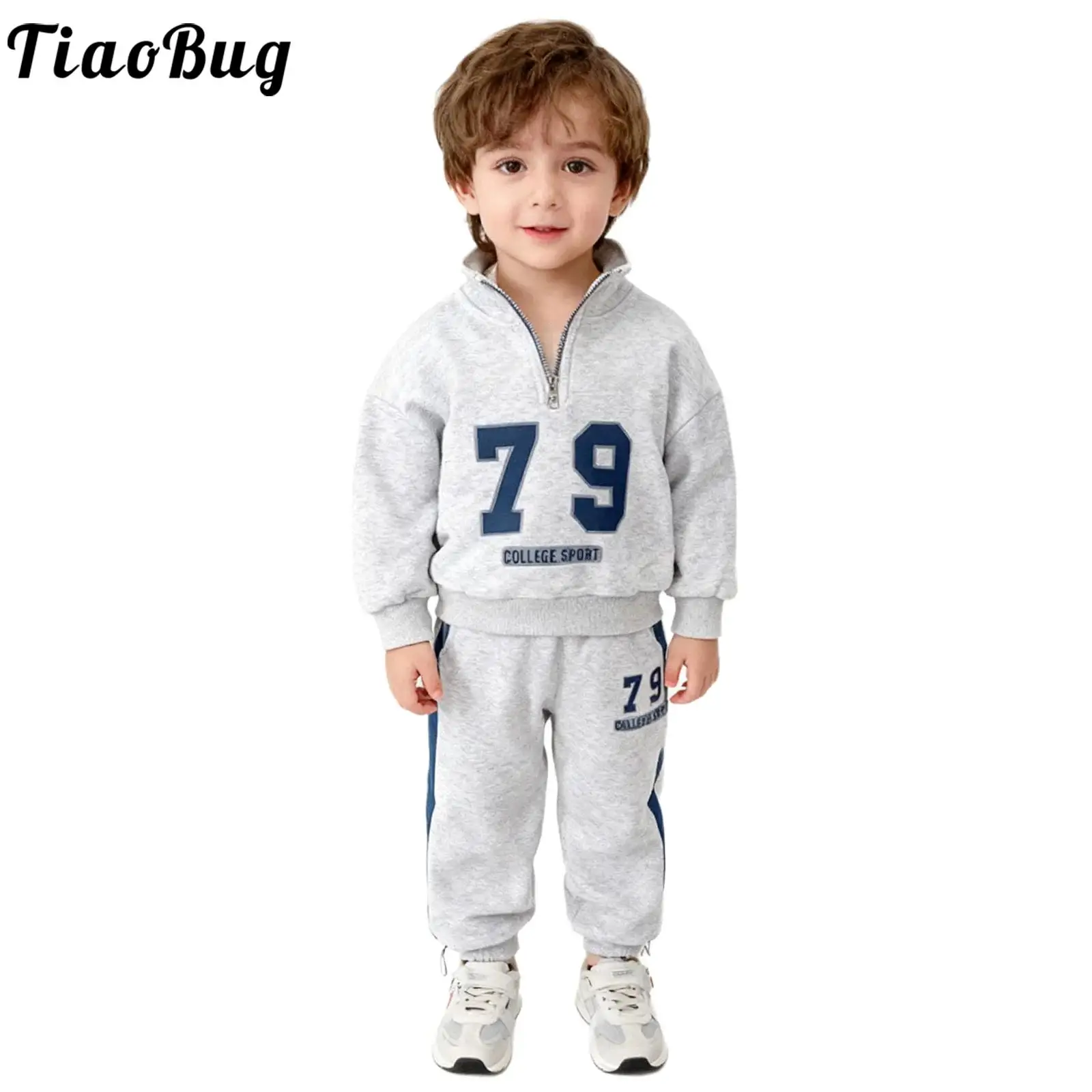 

Toddler Baby Boys Clothes Fall Long Sleeves Letter Print Pullover Sweatshirt with Elastic Waistband Sweatpants Active Sportswear