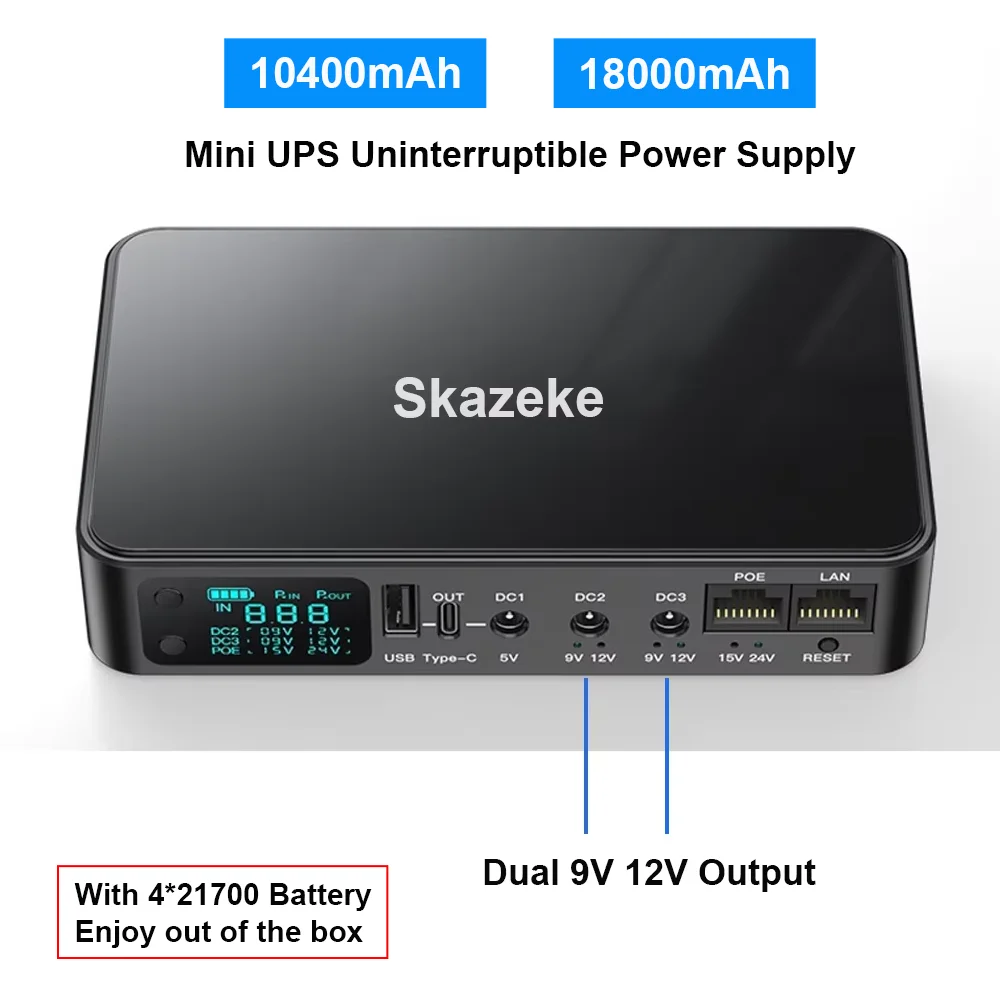 10400mAh Mini UPS for Router 5V/9V/12V DC Output
