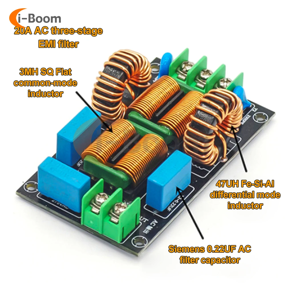 EMI Power Filter Filtering Board Audio Amplifier Power Supply Filter Common Mode High Current Electromagnetic HiFi Audio