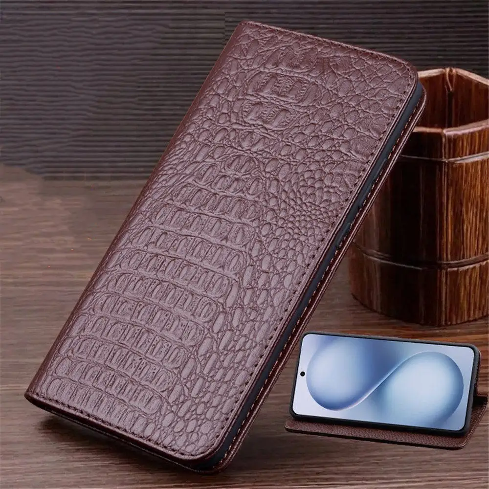 

Genuine Cowhide Leather Magnetic Flip Case for Vivo S30 Pro Mini S30 Crocodile Holder Cover