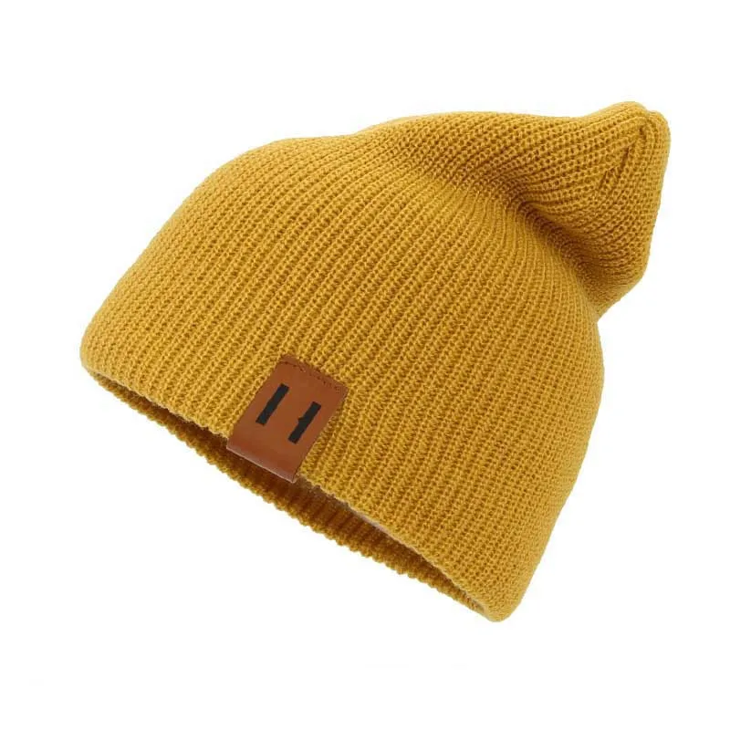 

New Kids Adults Cap Autumn Winter Warm Beanie Simple Solid Color Soft Knitted Hat Retro Children Pullover Bonnet Gift for Women