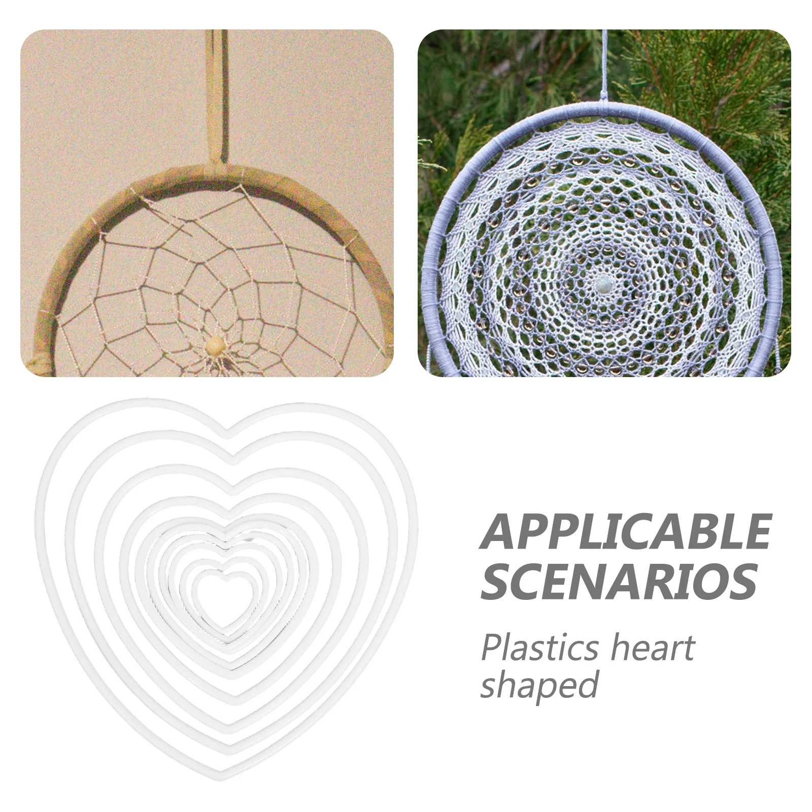 10Pcs Dreamcatcher Hoops Heart Shape Plastic Macrame Rings DIY Craft Supplies Small Rings for Handmade Dreamcatcher Decoration