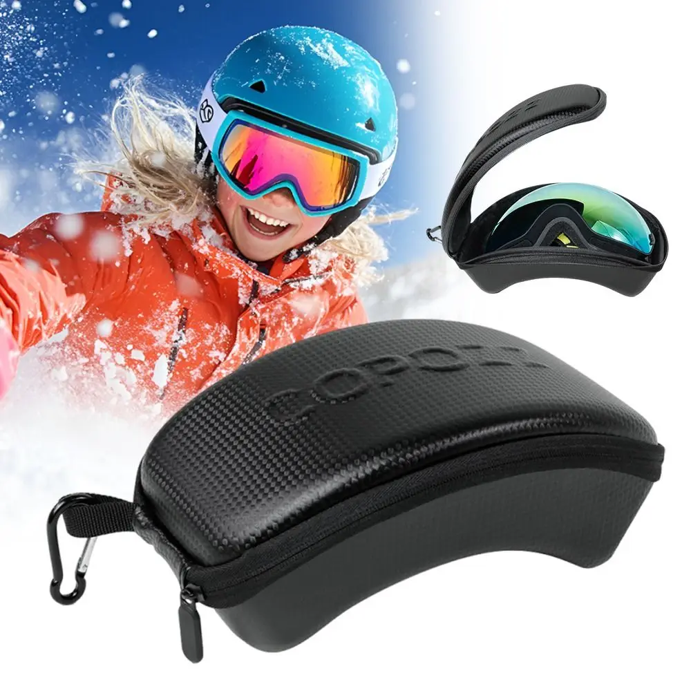 Shockproof Protection Ski Eyewear Box with Zipper EVA PU Ski Glasses Goggles Case with Hook Motorcycle Cycling Glasses Box