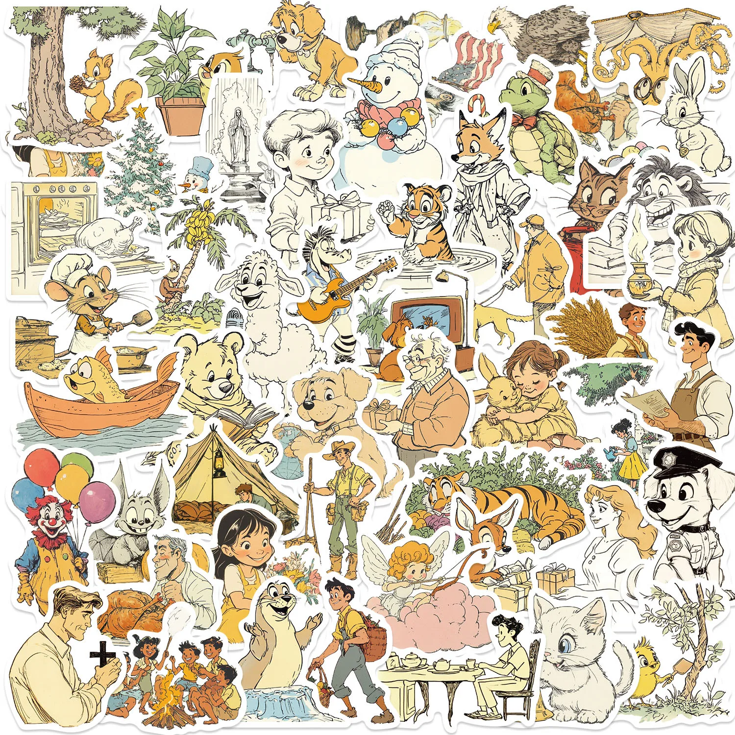 

50/100 шт. мультяшных пушистых праздничных граффити-наклеек для декора гитары, ноутбука, багажа, водонепроницаемые, для творчества