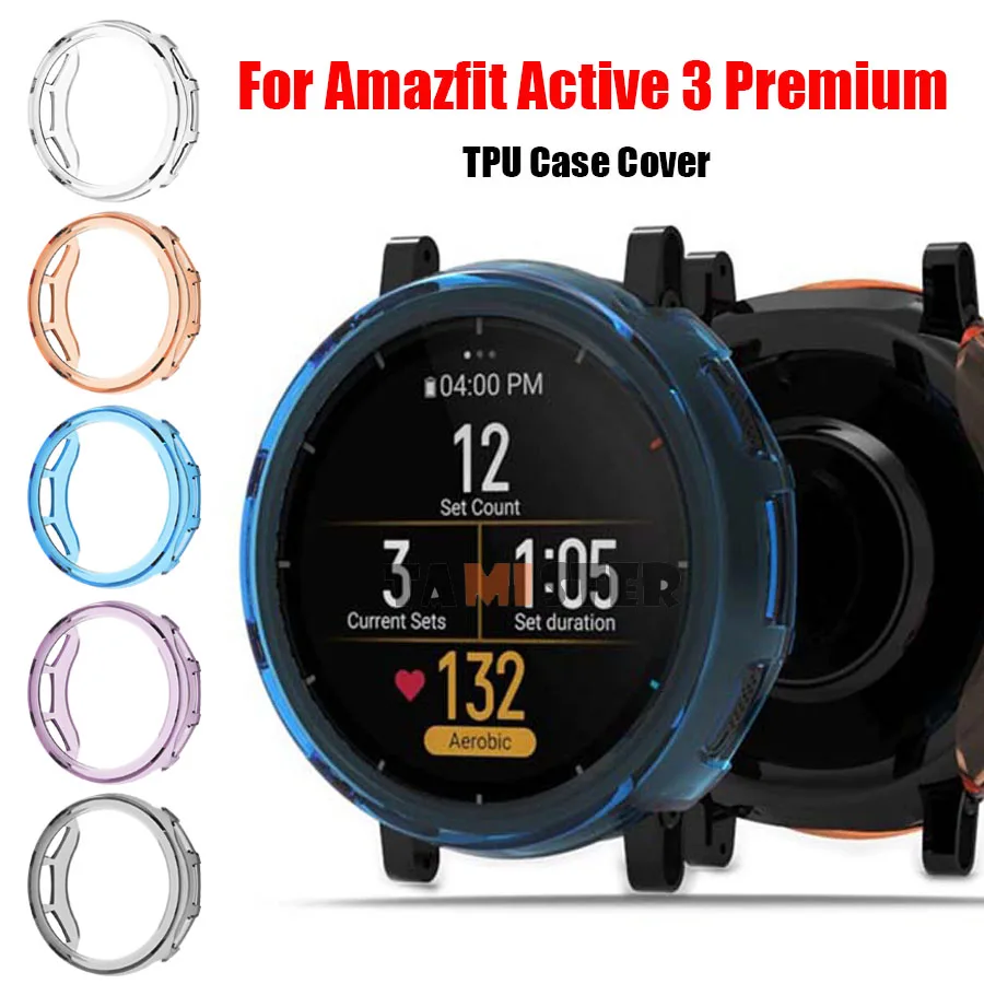 Soft TPU Case For Amazfit Active 3 Premium Protector Frame Protective Shell Cover For Amazfit Active 3 Premium Bumper Accessorie