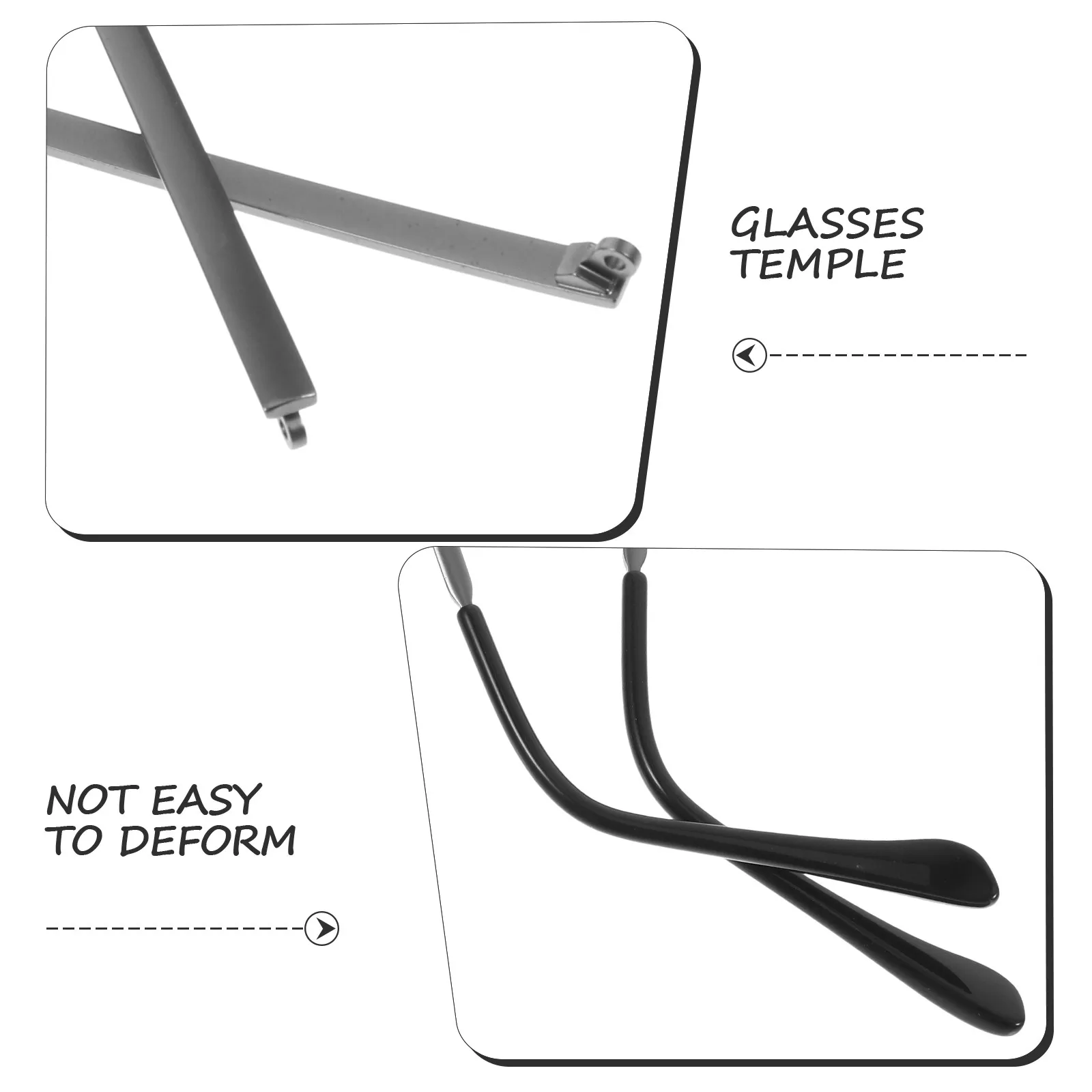 1Pair Sturdy Metal Eyeglasses Replacement Temples Universal Glasses Arm Legs for Repairing Damaged Frames Prevent Slipping