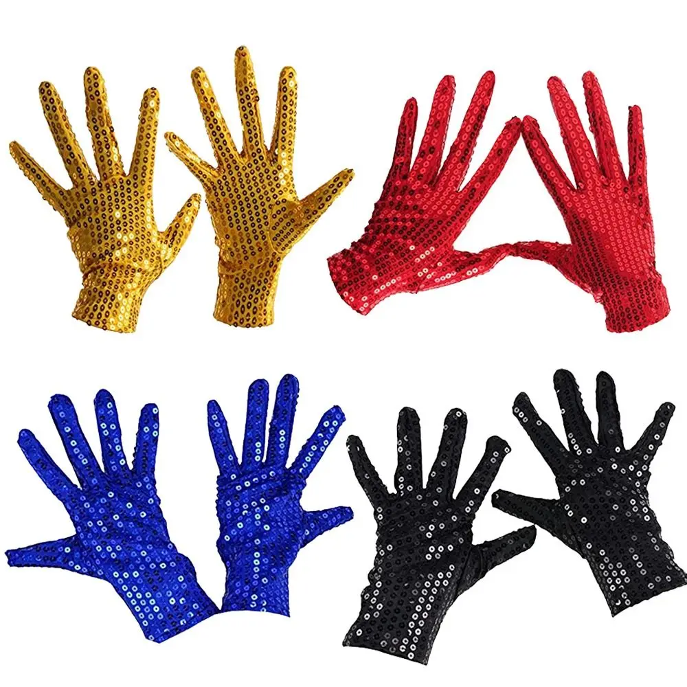 Punk Disco Costume Gothic Shining Sequins Gloves Club Handwear Performance Mittens Dancing Gloves