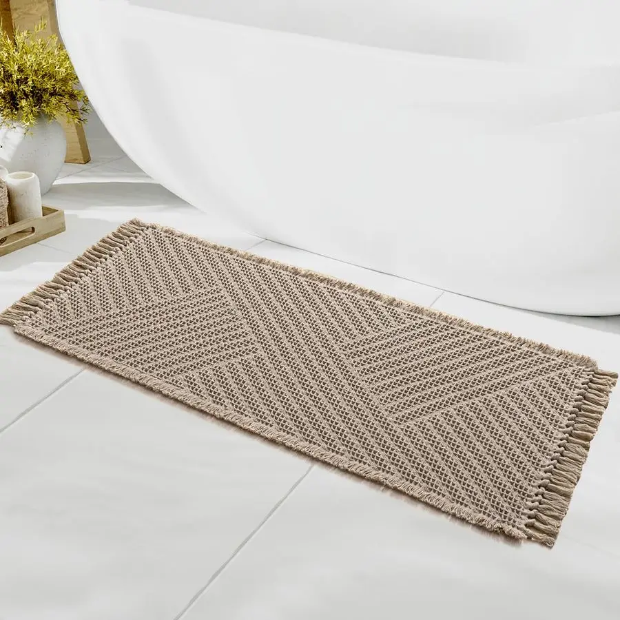 

Waffle Bath Runner Rug Long Bath Mat Super Absorbent Boho Bath Rugs Non Slip Bath Runner for Bathroom Floor Machine Washable Dry