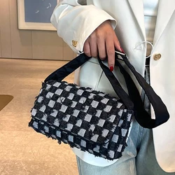 Women Bag Bag Denim Plaid Pattern Shoulder Bag Daily Commute Crossbody Bag Pillowcase Shopping