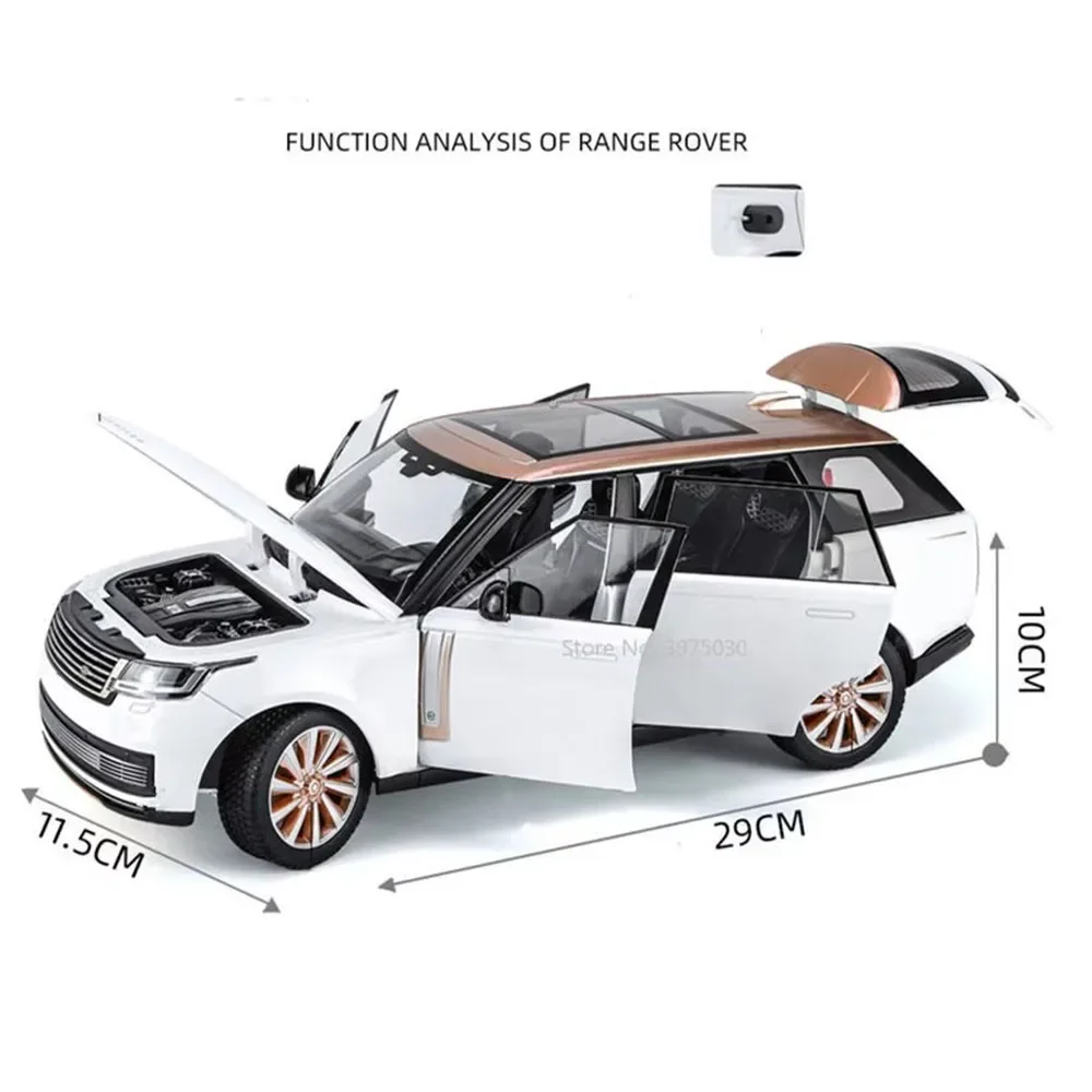 1:18 LAND ROVER Range Rover SV2022 Toys Cars Miniature Models Sound Light Land Cruiser LC300 Doors Opened Vehicle Children Gifts