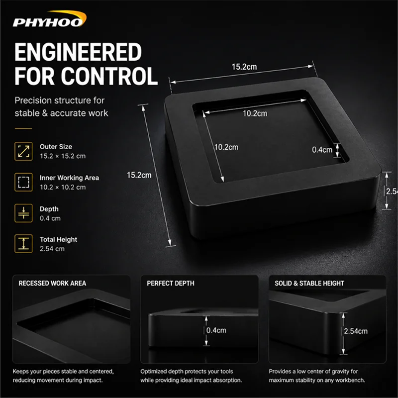 PHYHOO Rubber Anvil Block Jewelry Stamping Mat Shock Absorbing Bench Pad Metal Marking Leather Crafting Tool Bench Cushion Pad