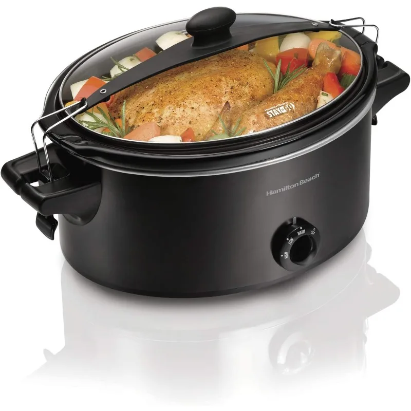 

Hamilton Beach Stay or Go Portable Slow Cooker with Lid Lock, Dishwasher-Safe Crock, 6-Quart, Black 33261