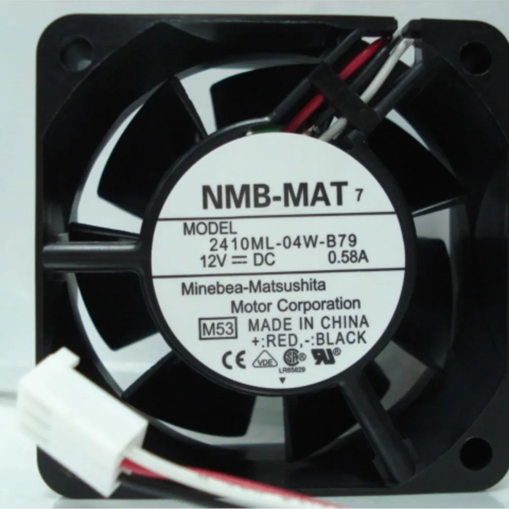 For NMB 2410ML-04W-B79 -F62 6025 60x60x25mm 6cm DC 12V 0.58A 3Wire server inverter Cooling fan