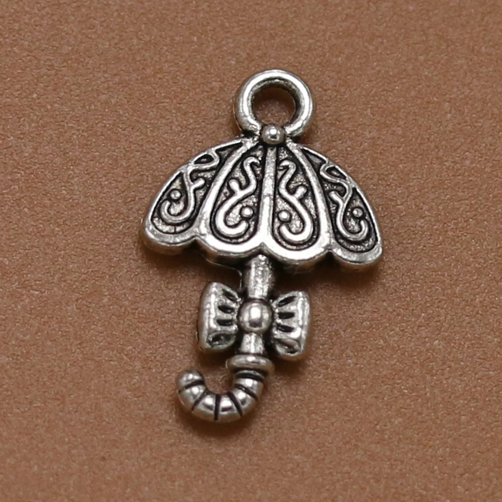 

50Pcs Bowknot Decorated Umbrella Pendants Alloy Silver Charms DIY Jewelry Making Necklace Bracelet Umbrella Pendant