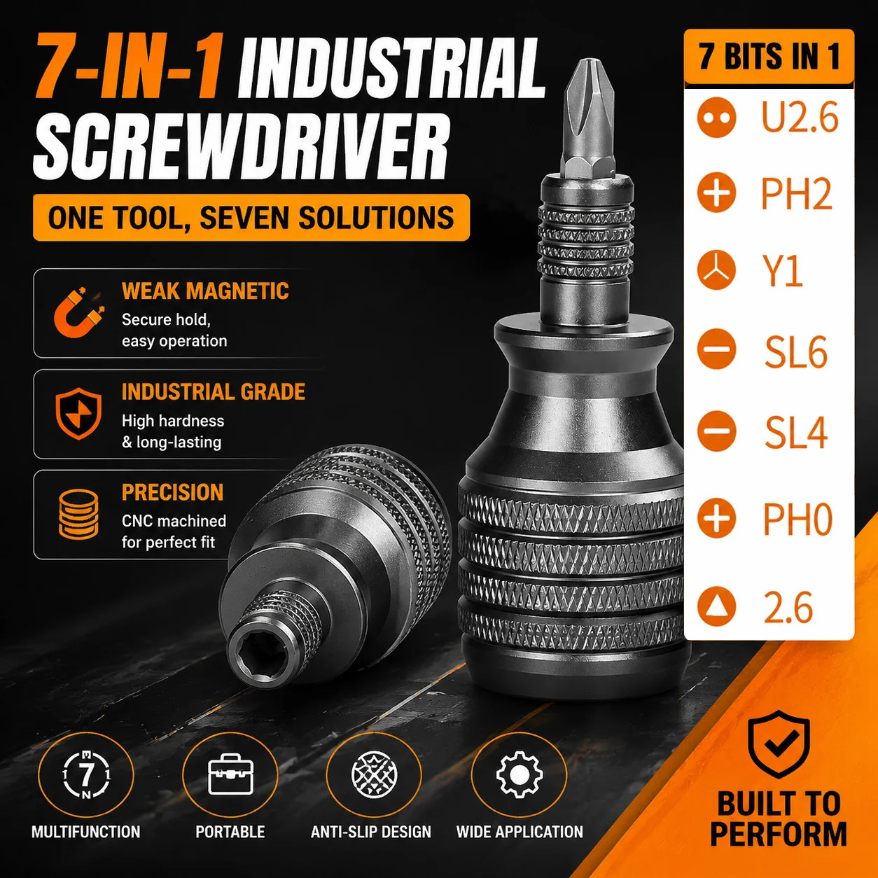 

7-in-1 Mini Screwdriver Titanium Screwdrivers 1/4 Inch Magnetic Screwdriver 7 in 1 S2 Alloy Steel Drill Bit EDC Repair Hand Tool