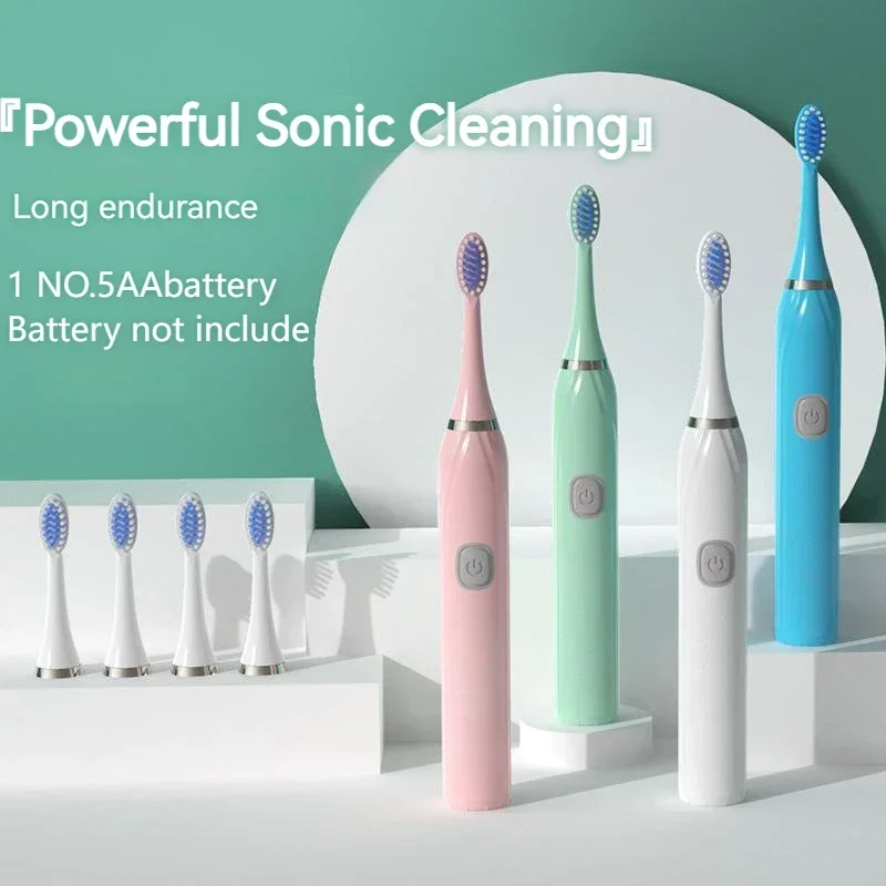 Adult Sonic Electric Toothbrush DuPont Soft Bristles IPX7 Waterproof Ultrasonic Technology Large Button Vibration for Oral Care