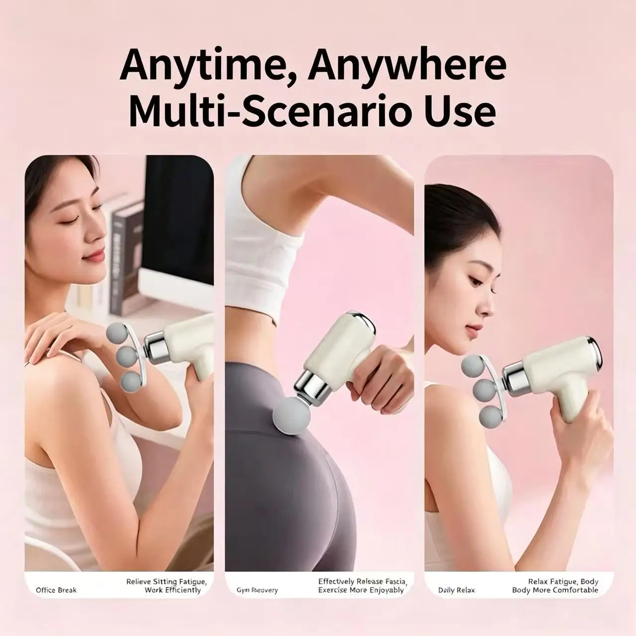 Portable Mini Fascia Gun,6‑Speed Adjustable Muscle Massage Gun with 9 Massage Heads,Type‑C Charging Deep Tissue Massager for Gym