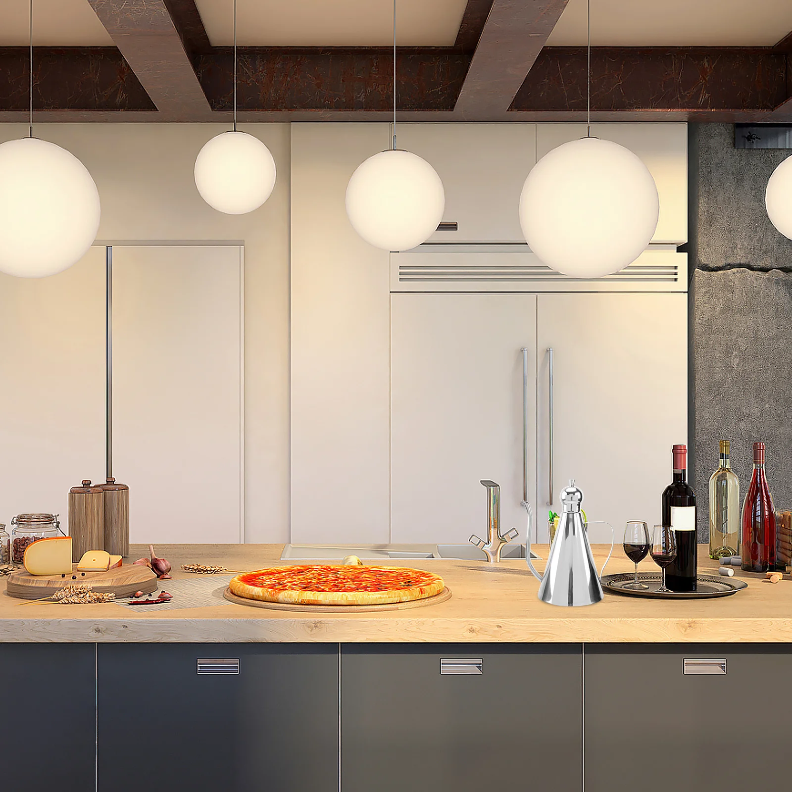 

1L 304 Stainless Steel Oil Dispenser Leakproof Drip Free Bottle For Olive Oil Vinegar Soy Sauce Cooking Liquor Kitchen Gadget