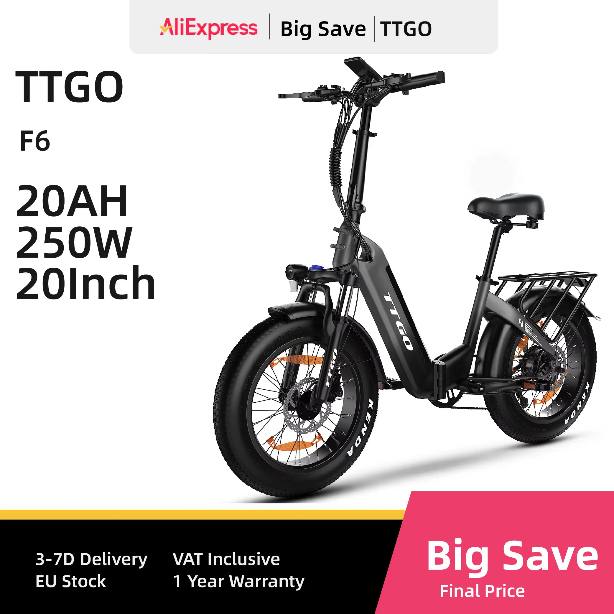Ttgo f6 Erwachsenen Elektro fahrrad 250w Herren E-Mountain E-Bike 36 v20ah Batterie, 20 Zoll fetten