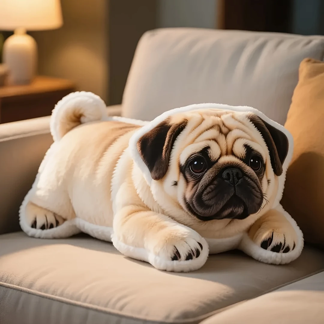 Custom Pug Shaped Plush Pillow, Double Sided Print Pet Dog Cushion, Upload Your Own Photo, Personalized Animal Shaped Gift for D