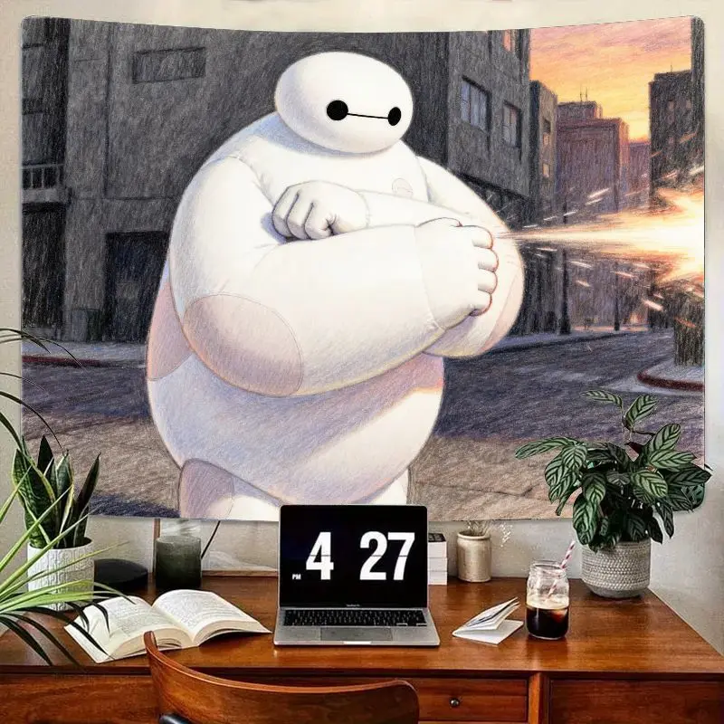 

1 шт. гобелен Big Hero 6 Baymax Power Pose, современное настенное искусство из полиэстера для декора спальни, гостиной, общежития, уникальный подарок фанату Диснея