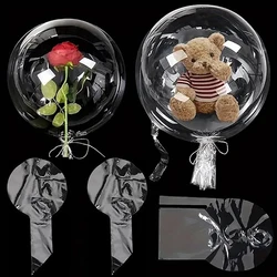 2/5pcs 18/24/36inch Transparent Bubble Balloon Flower Toys Wrapping Inflatable Bobo Balloon Birthday Party Wedding Globos
