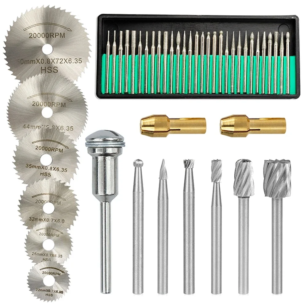 

45Pcs Diamond Engraving Accessories Set HSS Circular Saw Blade Set Routing Bit for Dremel Drill Bit Rotary Accessories