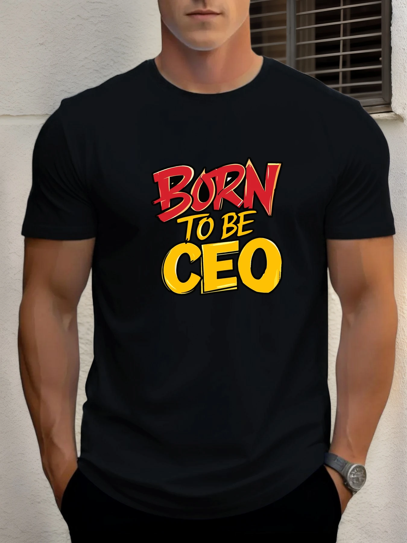 

T Shirts For Man Born to be CEO 100% Cotton Graphic Printing Summer Round Neck T-Shirt Casual Breathable Street Style Daily Top